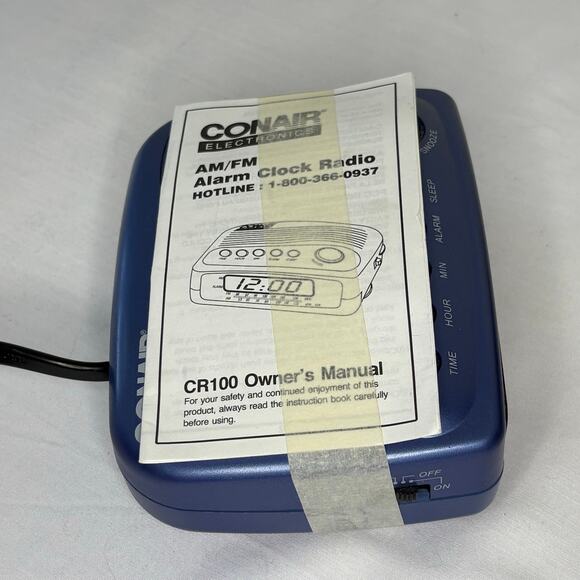 VTG Conair CR100 AM/FM Clock Radio Purple w/ Original Owner’s Manual - Picture 7 of 7